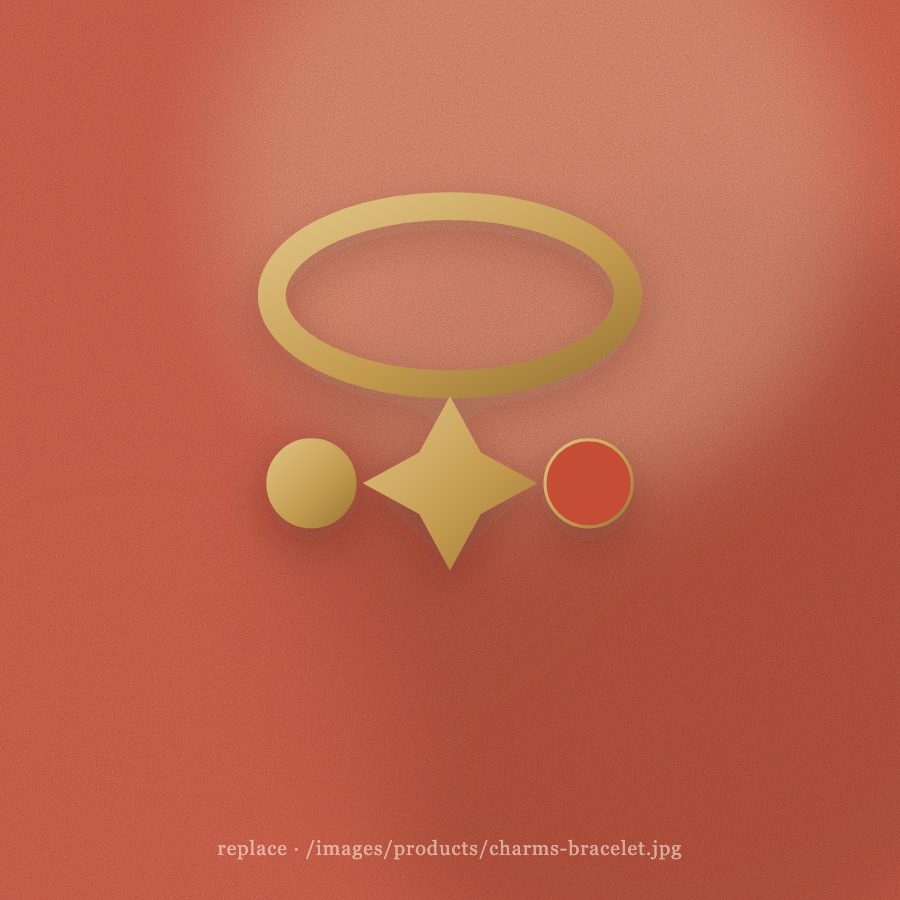 Gold charm bracelet with coral stones